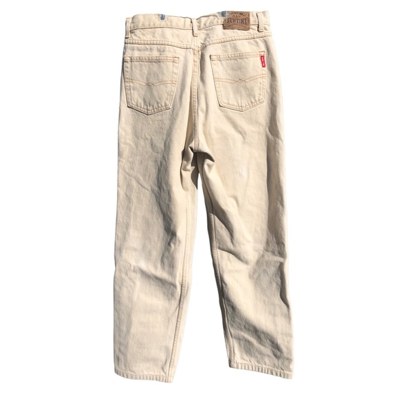 Baggy jeans beige tan NewTime size 32-34 yellow light brown style y2k streetwear - Picture 2 of 11